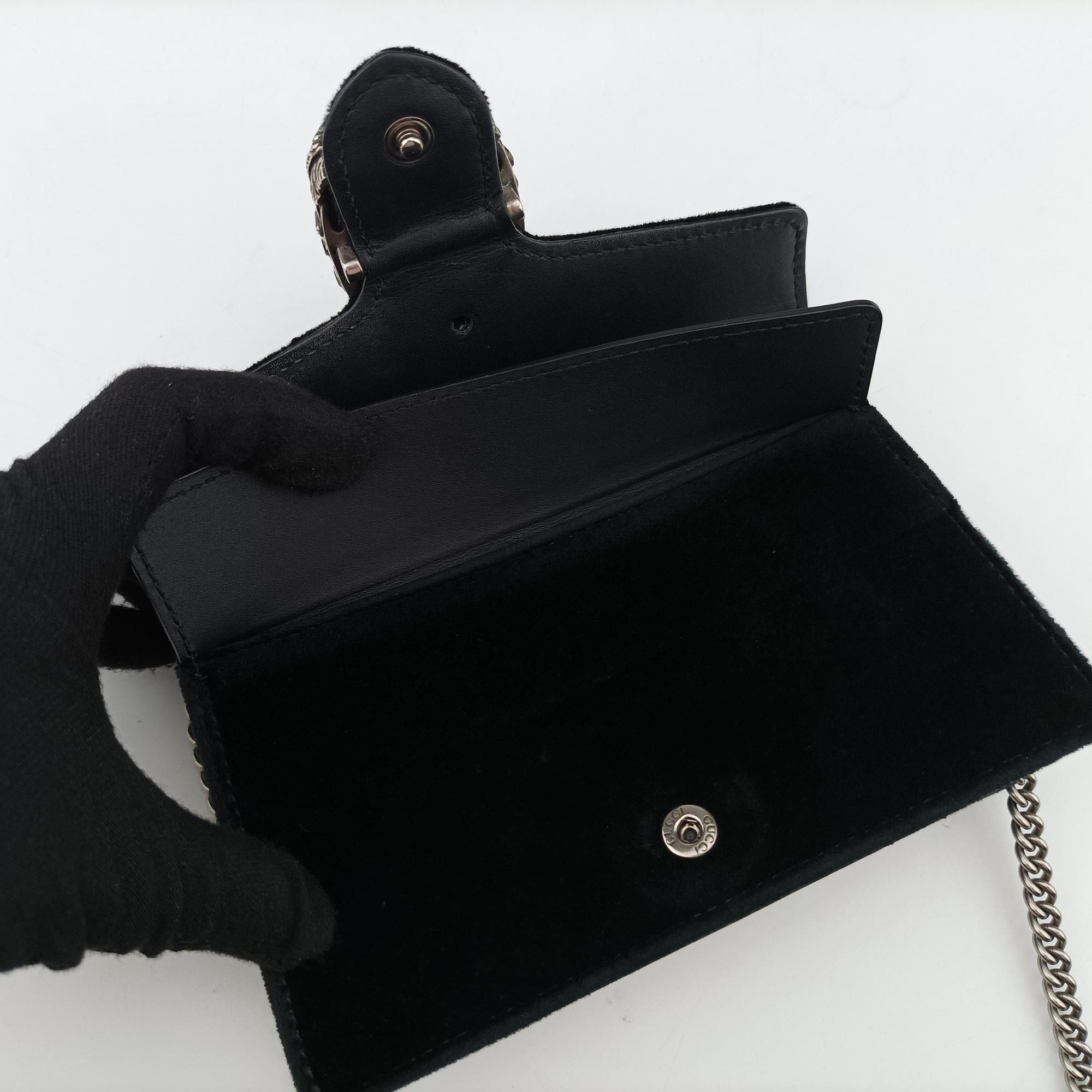 Pre-owned Gucci Dionysus Black velour×Leather 476432 shoulderbag | stylenewstar