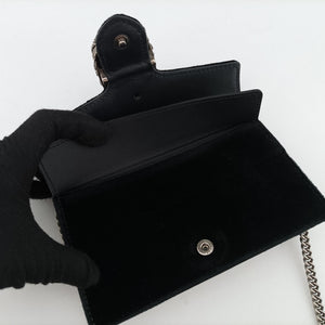 Pre-owned Gucci Dionysus Black velour×Leather 476432 shoulderbag | stylenewstar