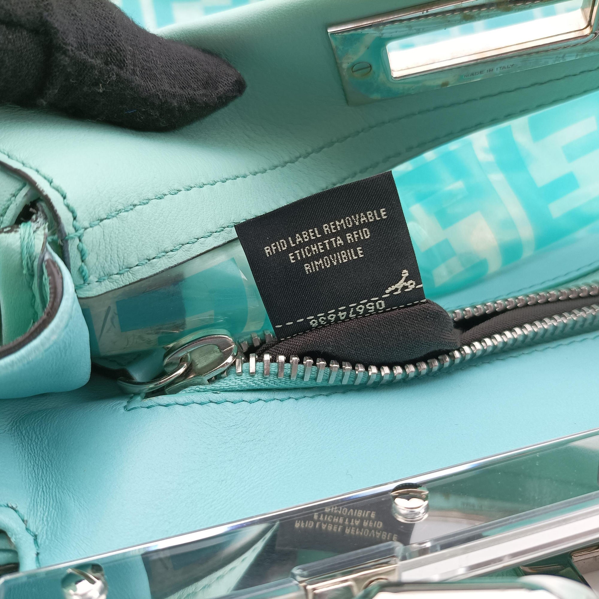 Secondhand Fendi PEEKABOO Green Clear PVC× Leather 8BN290 shoulderbag | stylenewstar