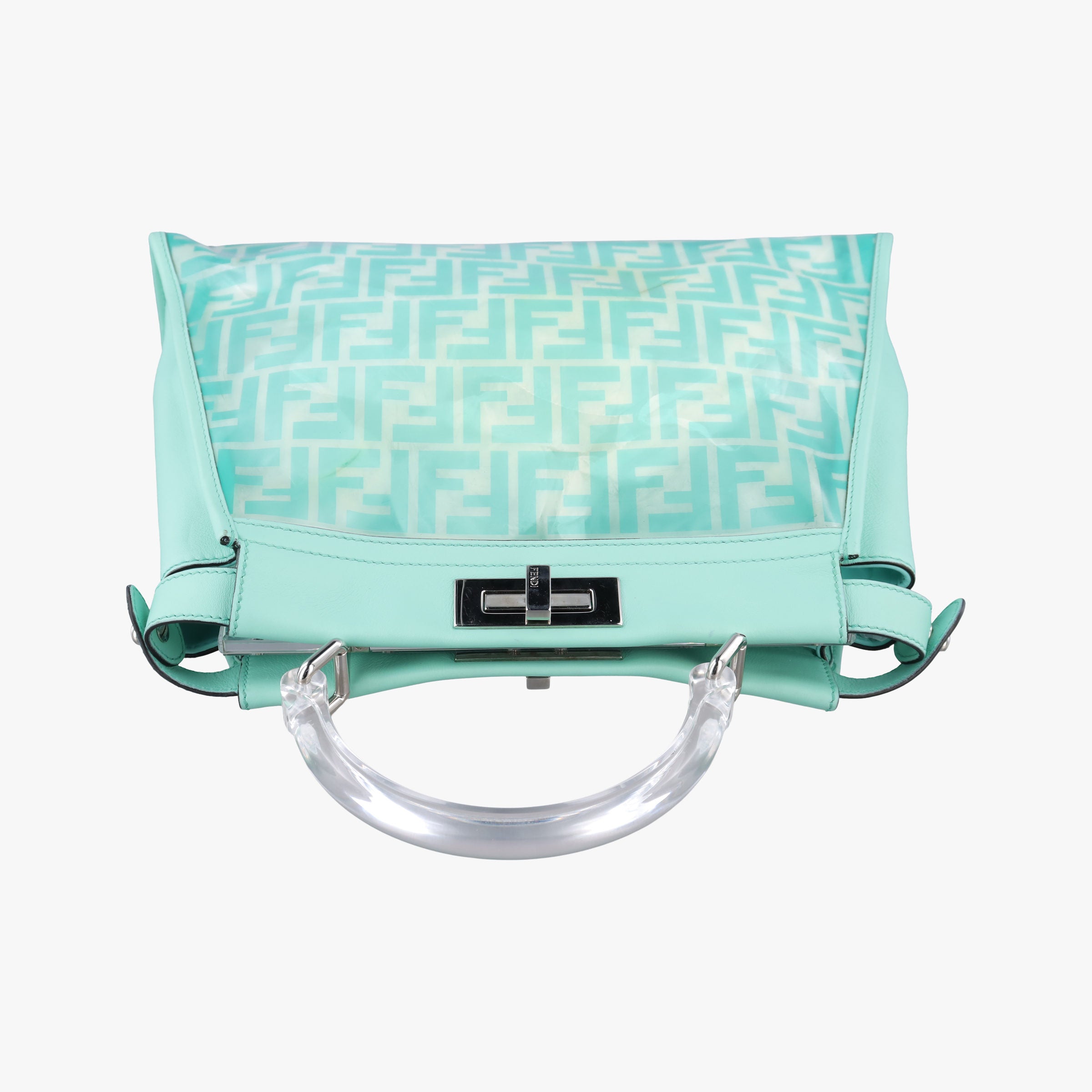 Secondhand Fendi PEEKABOO Green Clear PVC× Leather 8BN290 shoulderbag | stylenewstar