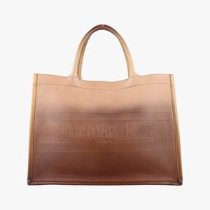 Pre-owned Christian Dior Book Tote Brown leather  handbag | stylenewstar