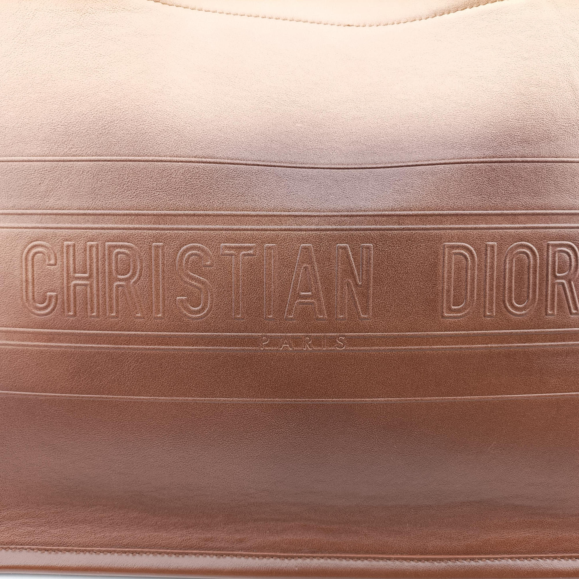 Pre-owned Christian Dior Book Tote Brown leather  handbag | stylenewstar