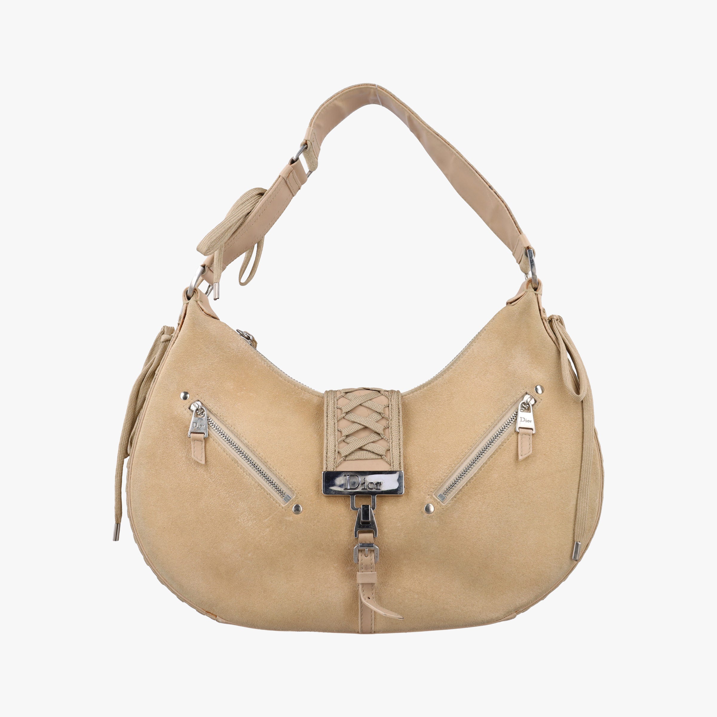Pre-owned Christian Dior Admit It Beige suede  shoulderbag | stylenewstar
