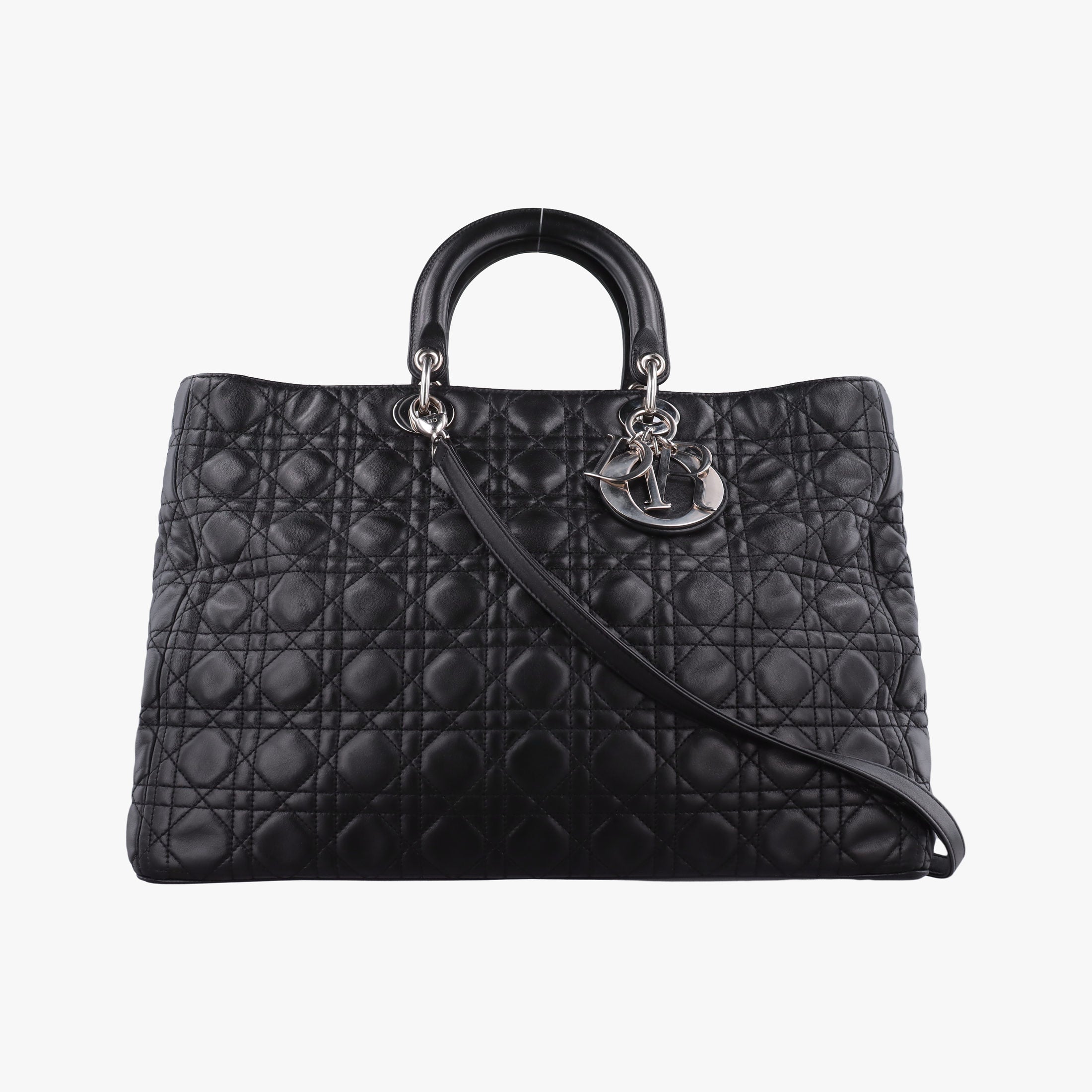 Pre-owned Christian Dior Lady Dior Black lambskin  shoulderbag | stylenewstar