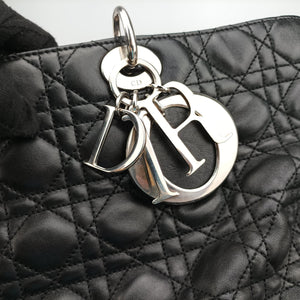 Pre-owned Christian Dior Lady Dior Black lambskin  shoulderbag | stylenewstar