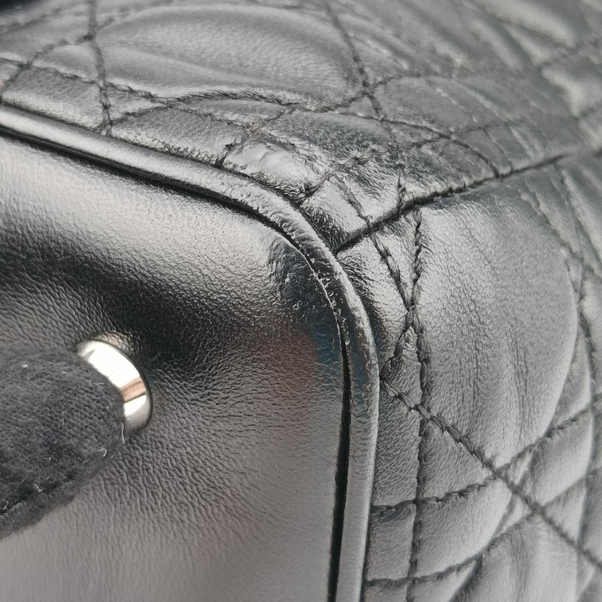 Pre-owned Christian Dior Lady Dior Black lambskin  shoulderbag | stylenewstar
