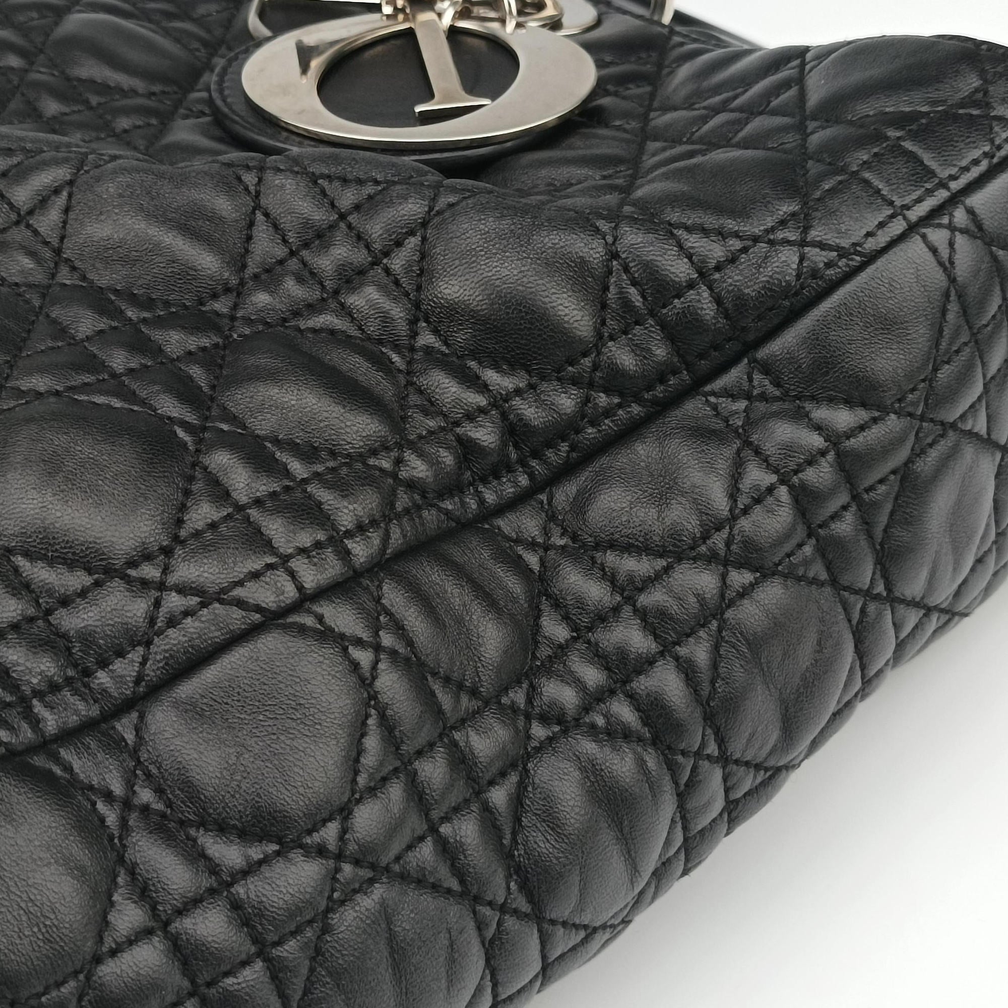 Pre-owned Christian Dior Lady Dior Black lambskin  shoulderbag | stylenewstar