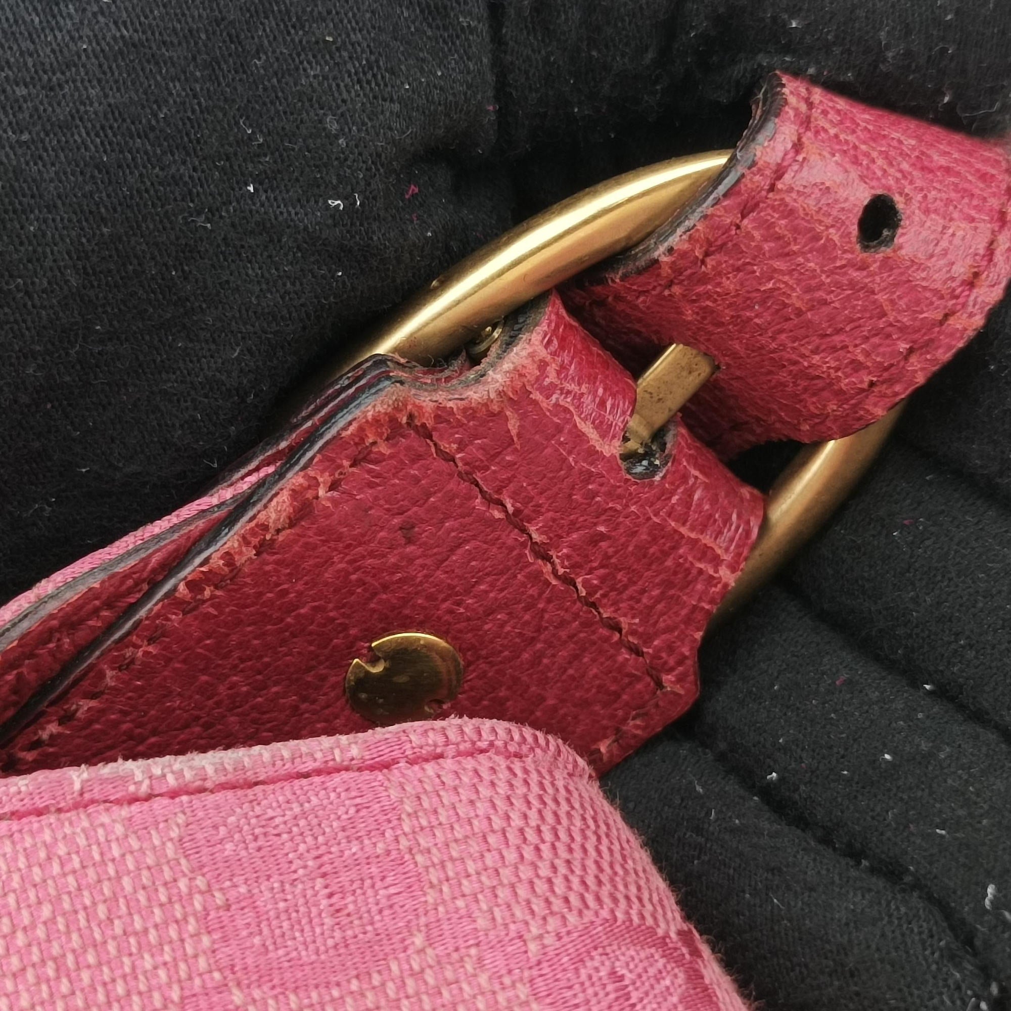 Pre-owned Gucci Horsebit Pink canvas×Leather 114915 shoulderbag | stylenewstar
