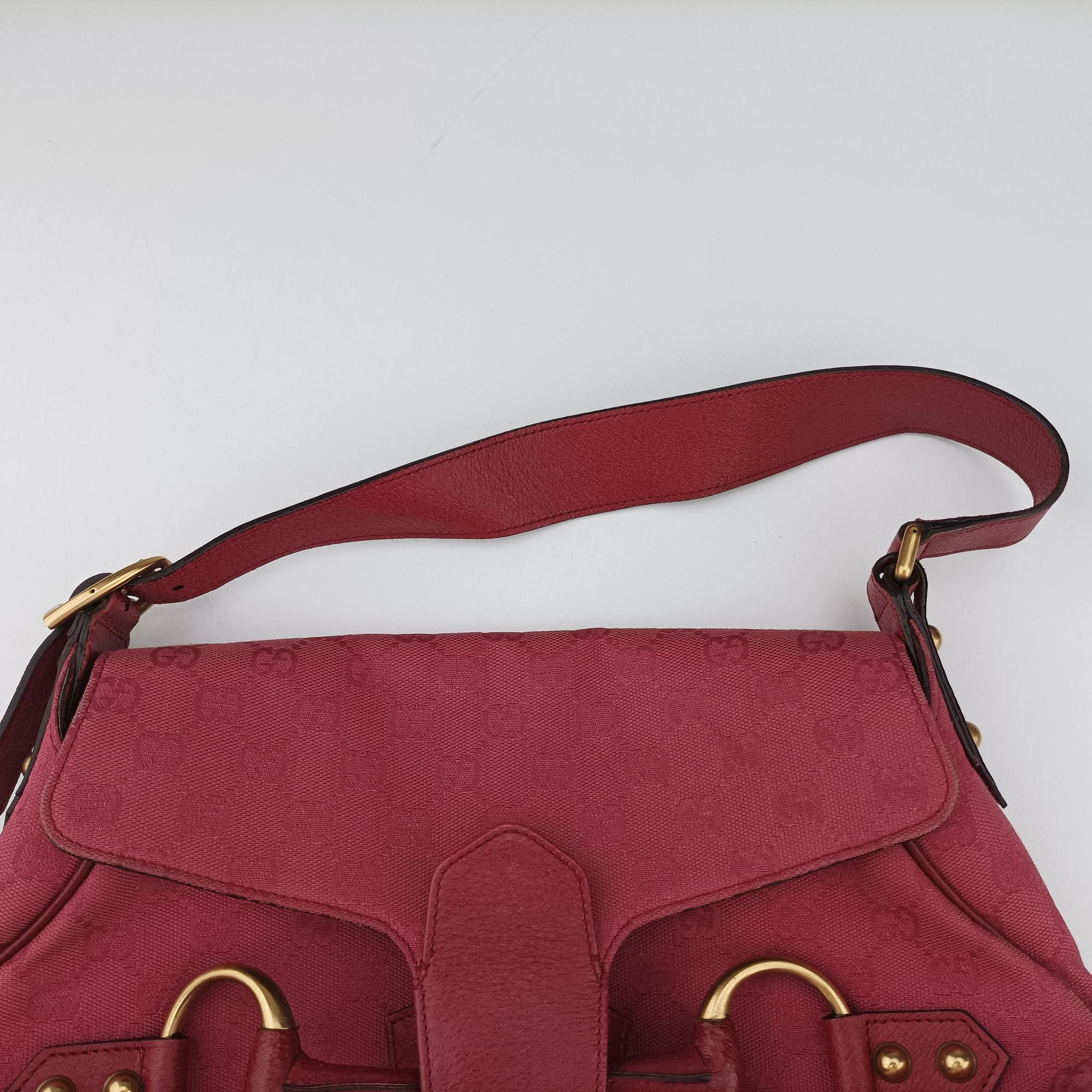 Pre-owned Gucci Horsebit Pink canvas×Leather 114915 shoulderbag | stylenewstar