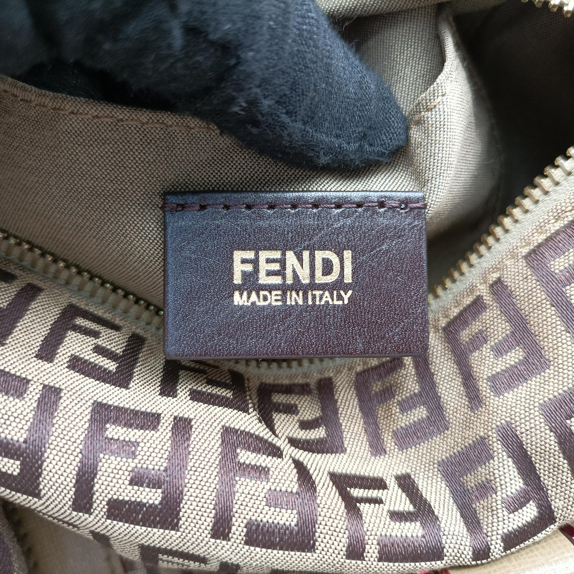 Pre-owned Fendi Zucchino Glitter Logo Multicolour canvas 8BL068 bostonbag | stylenewstar