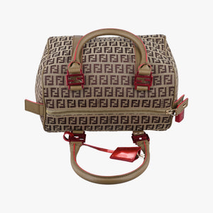 Pre-owned Fendi Zucchino Glitter Logo Multicolour canvas 8BL068 bostonbag | stylenewstar