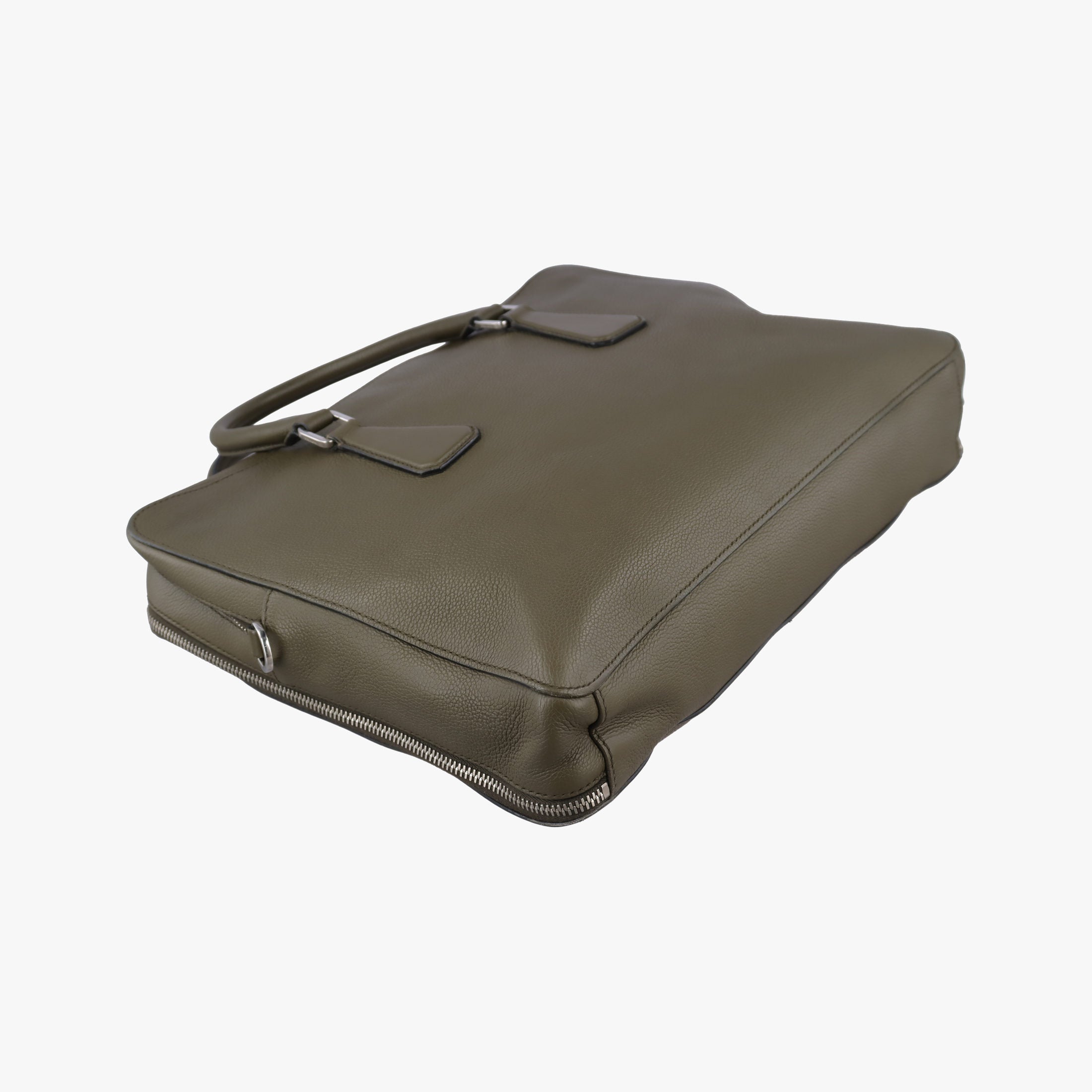 Secondhand Prada Business Briefcase Green Leather 2VE368 handbag | stylenewstar