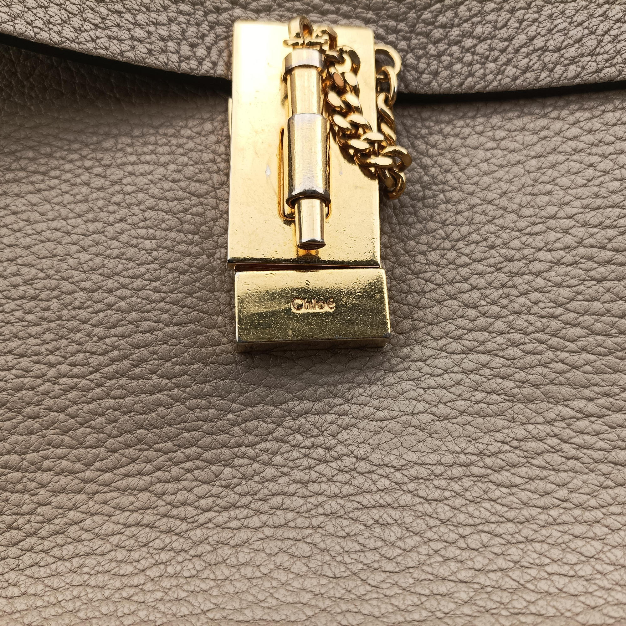 Pre-owned Chloe DREW Grey Leather  shoulderbag | stylenewstar