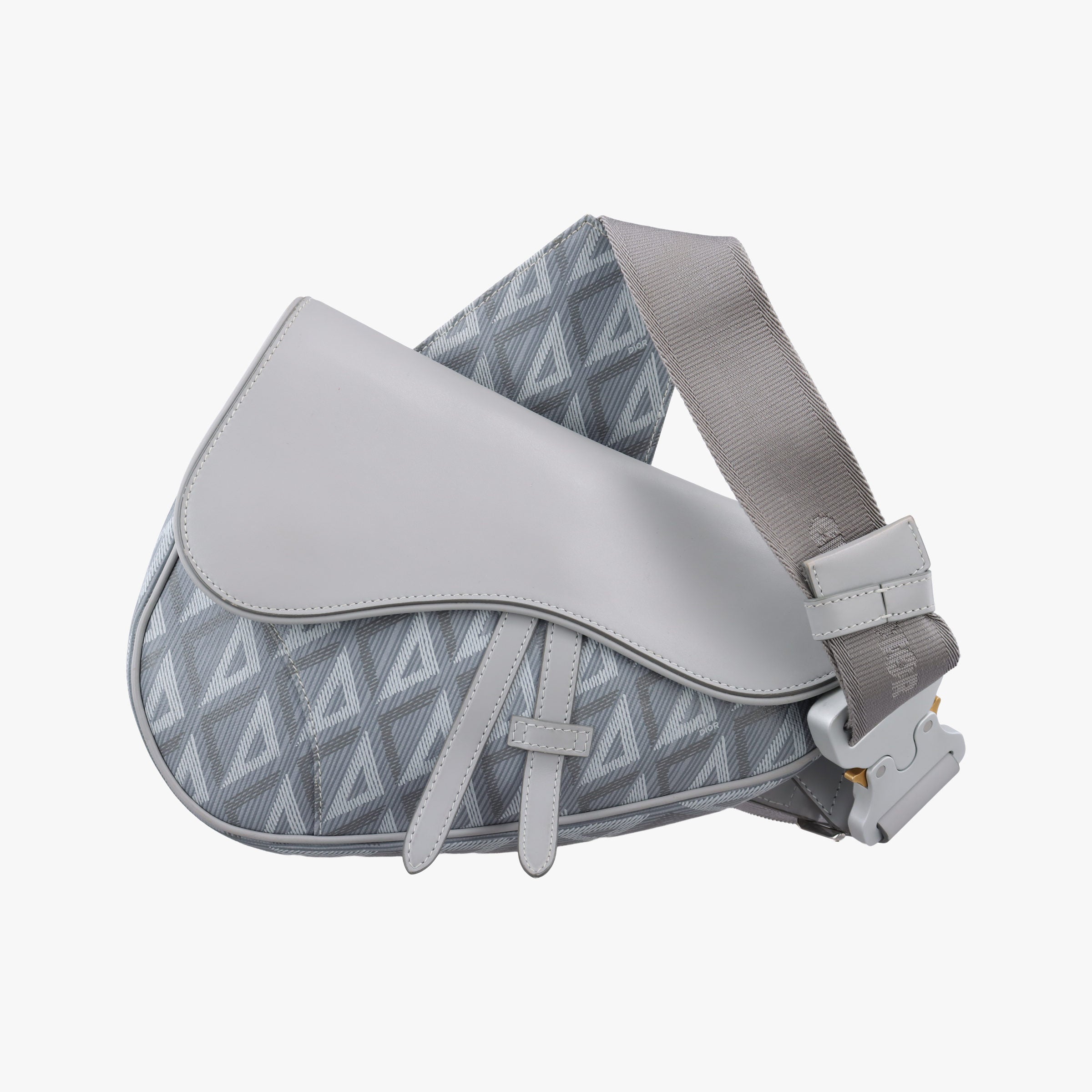 Pre-owned Christian Dior Saddle Grey PVC coated canvas × leather  crossbodybag | stylenewstar