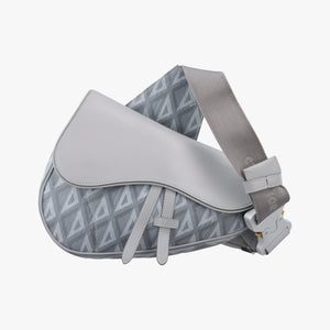 Pre-owned Christian Dior Saddle Grey PVC coated canvas × leather  crossbodybag | stylenewstar