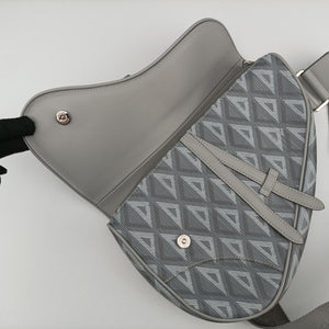 Pre-owned Christian Dior Saddle Grey PVC coated canvas × leather  crossbodybag | stylenewstar