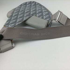 Pre-owned Christian Dior Saddle Grey PVC coated canvas × leather  crossbodybag | stylenewstar