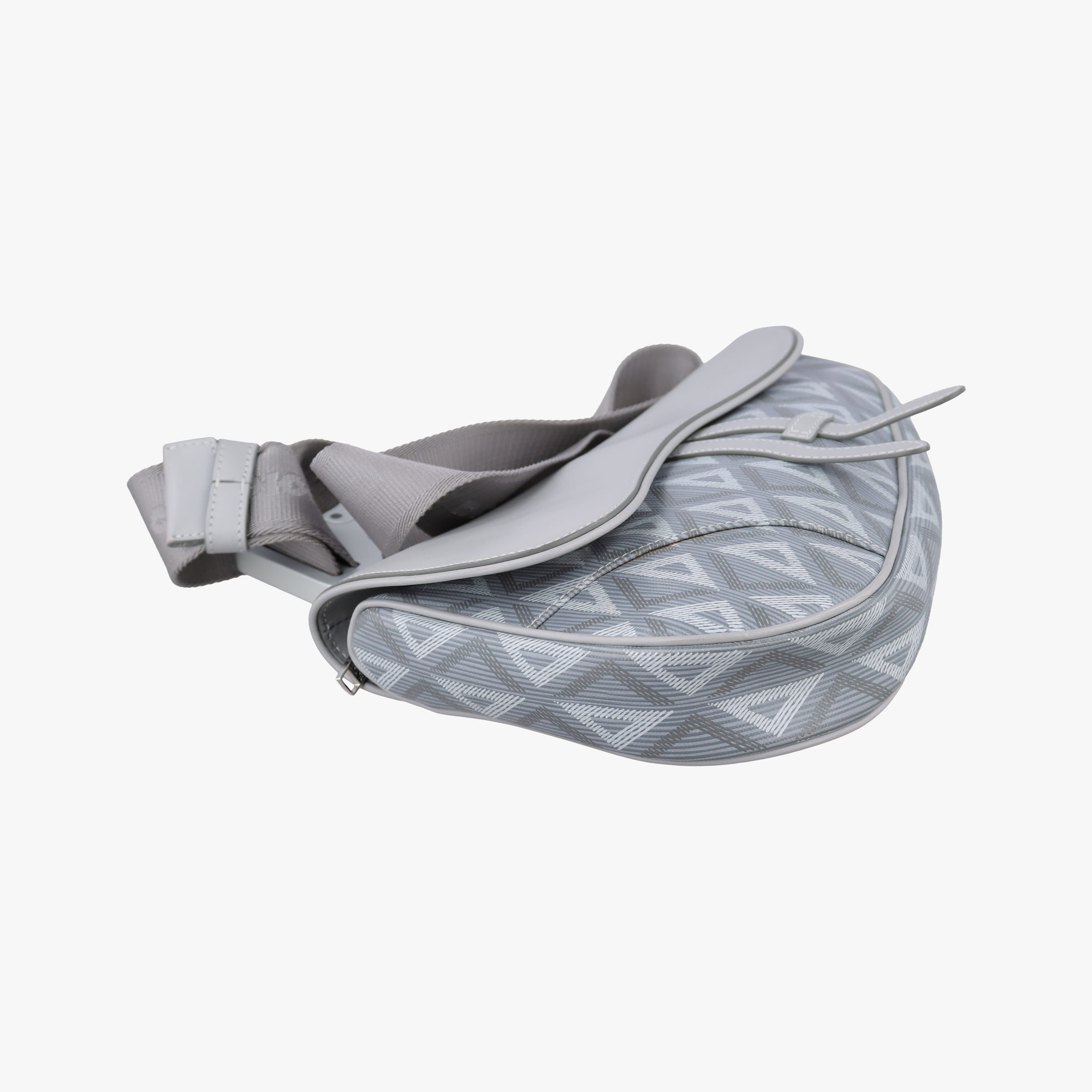 Pre-owned Christian Dior Saddle Grey PVC coated canvas × leather  crossbodybag | stylenewstar