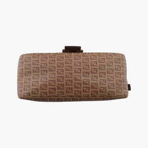 Pre-owned Fendi Baguette Zucchino Brown PVC coated canvas 8BR001 handbag | stylenewstar