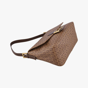 Pre-owned Fendi Baguette Zucchino Brown PVC coated canvas 8BR001 handbag | stylenewstar