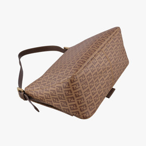 Pre-owned Fendi Baguette Zucchino Brown PVC coated canvas 8BR001 handbag | stylenewstar