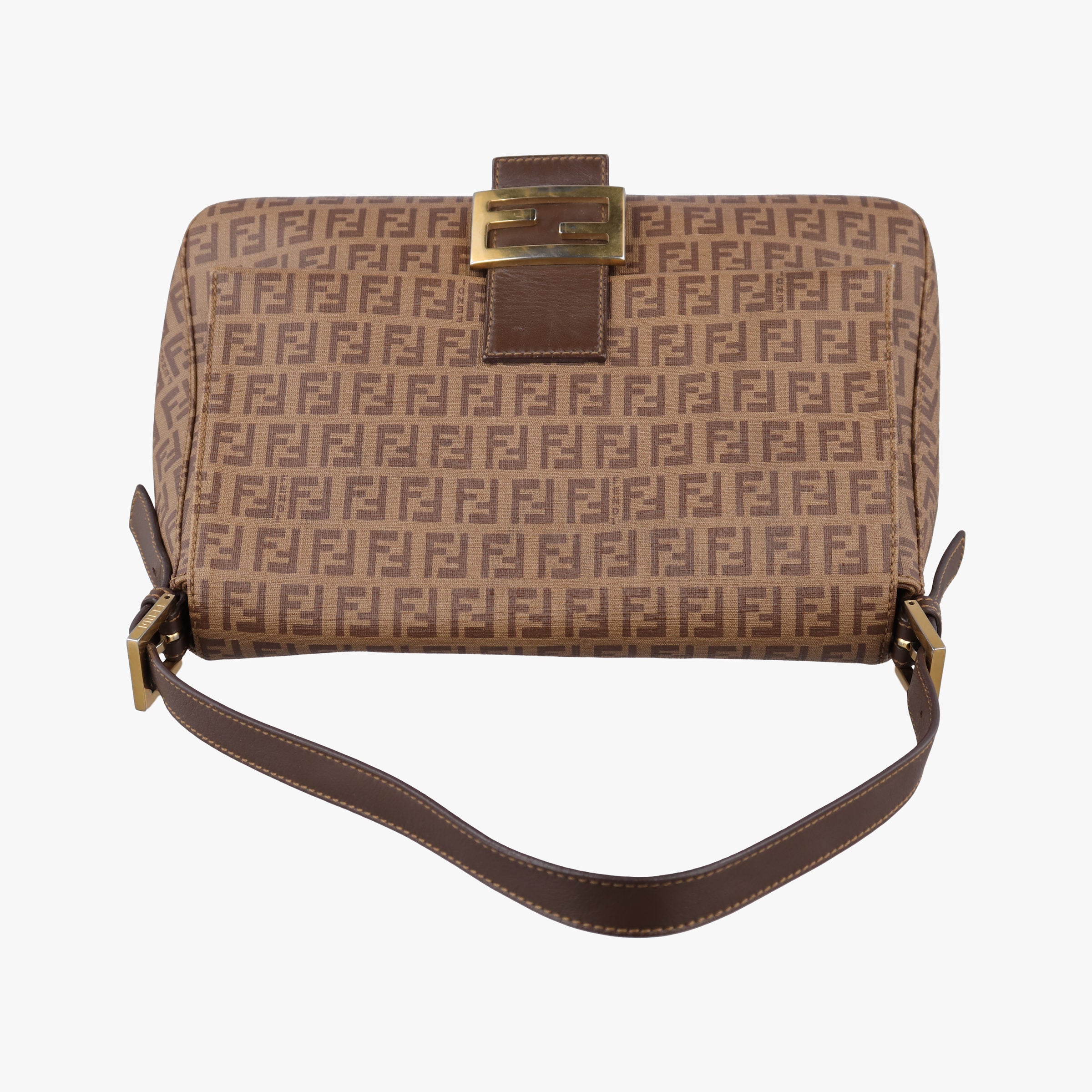 Pre-owned Fendi Baguette Zucchino Brown PVC coated canvas 8BR001 handbag | stylenewstar