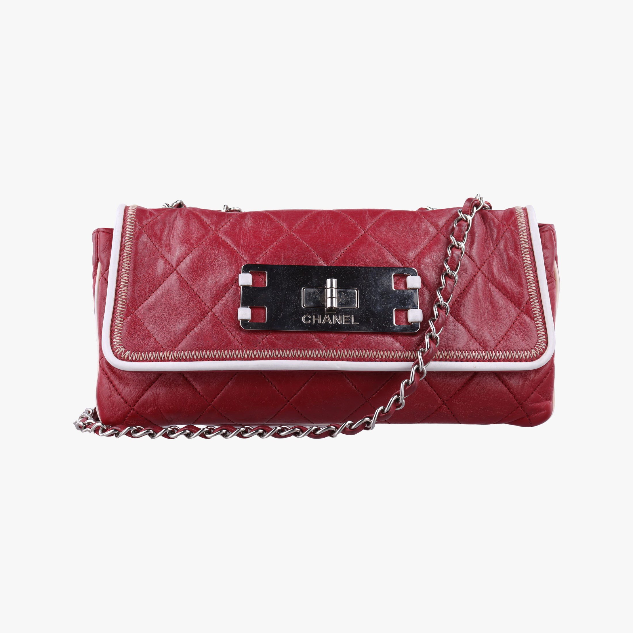 Pre-owned Chanel 2.55East West Red Leather A37691 shoulderbag | stylenewstar
