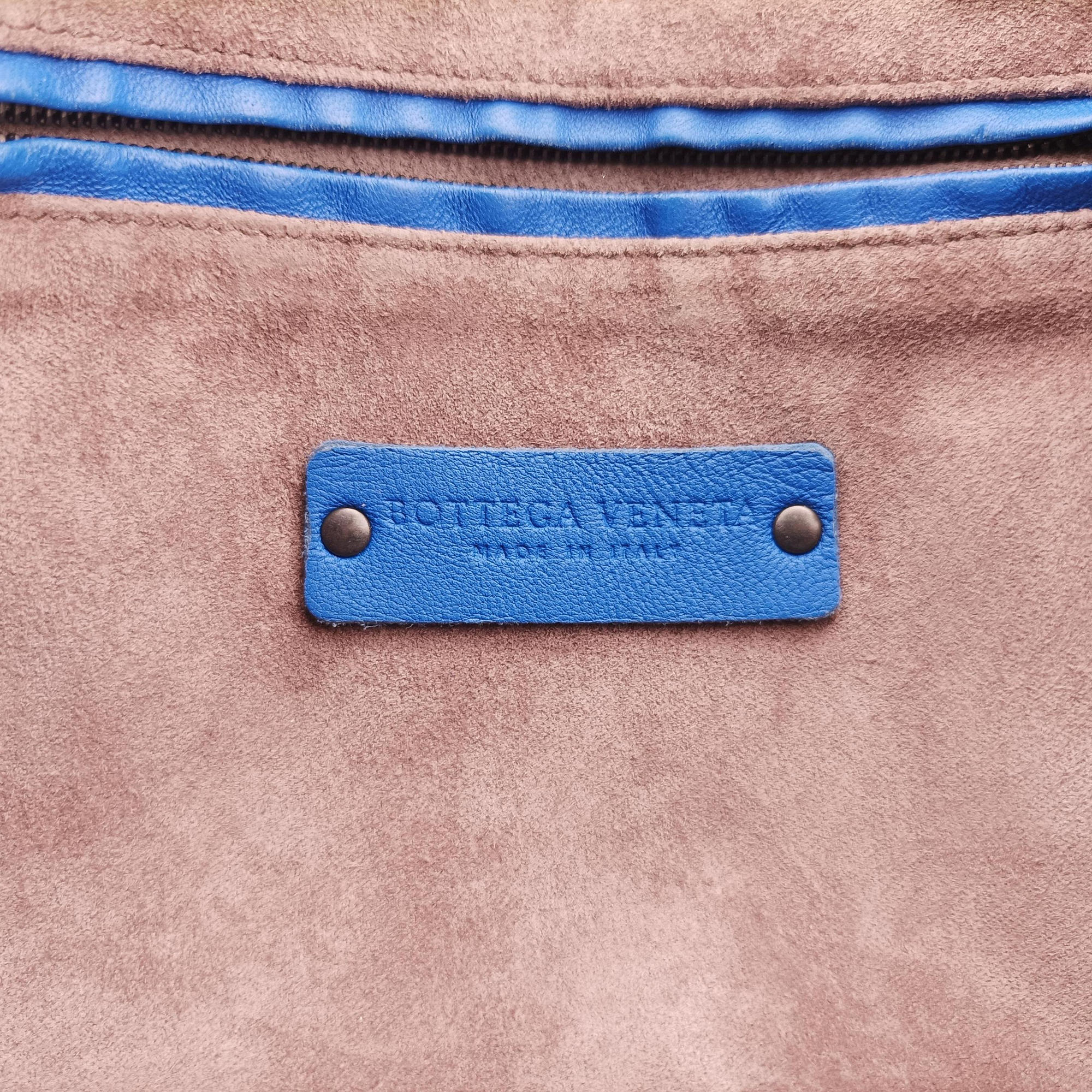Pre-owned Bottega Veneta NODINI Intrecciato Blue lambskin  shoulderbag | stylenewstar