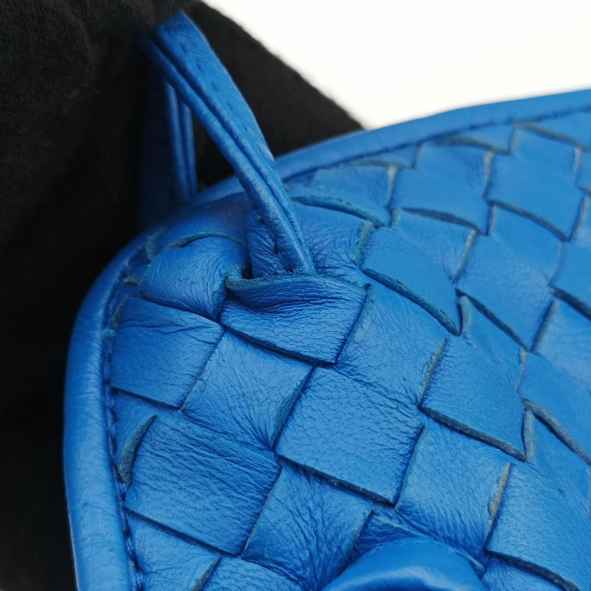 Pre-owned Bottega Veneta NODINI Intrecciato Blue lambskin  shoulderbag | stylenewstar