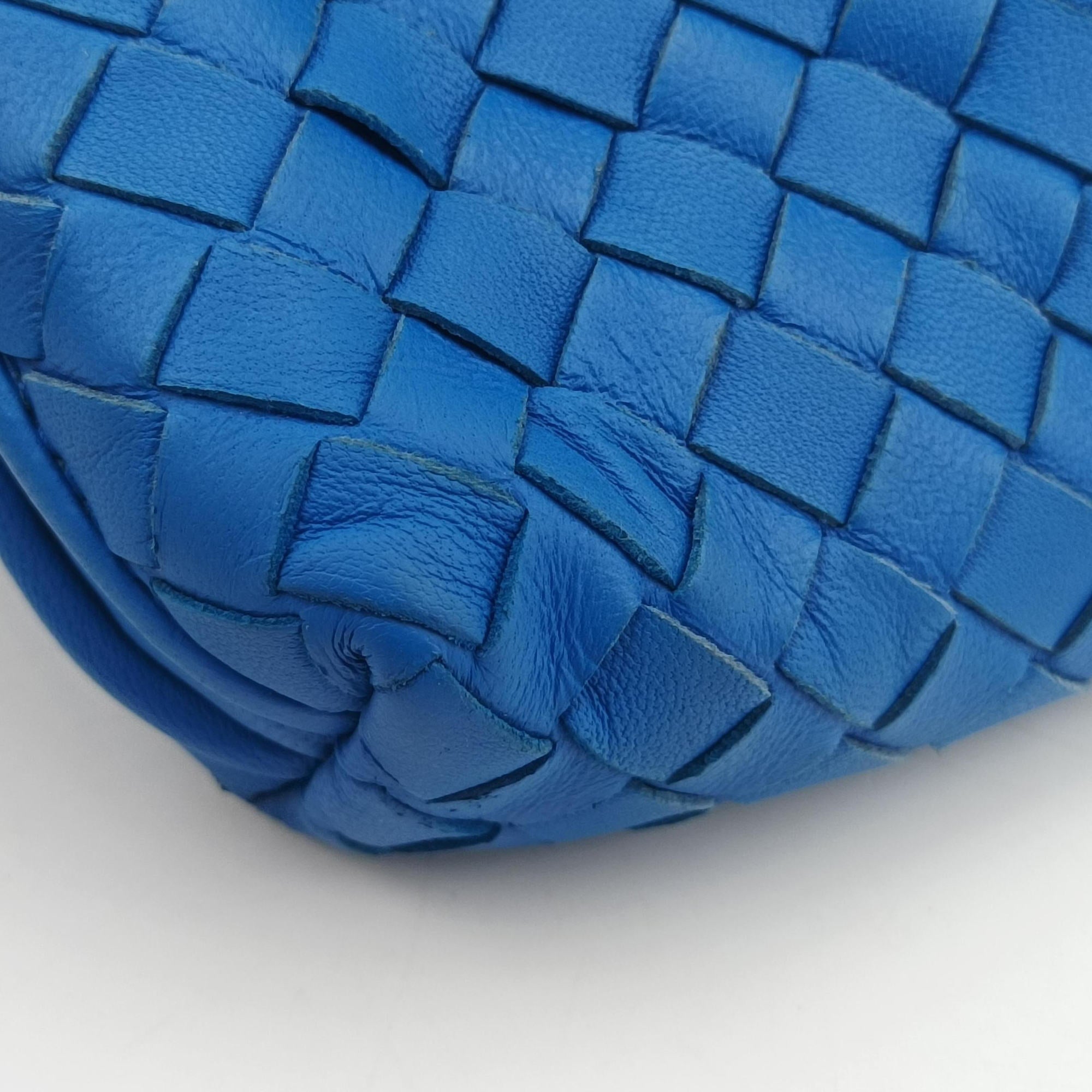 Pre-owned Bottega Veneta NODINI Intrecciato Blue lambskin  shoulderbag | stylenewstar