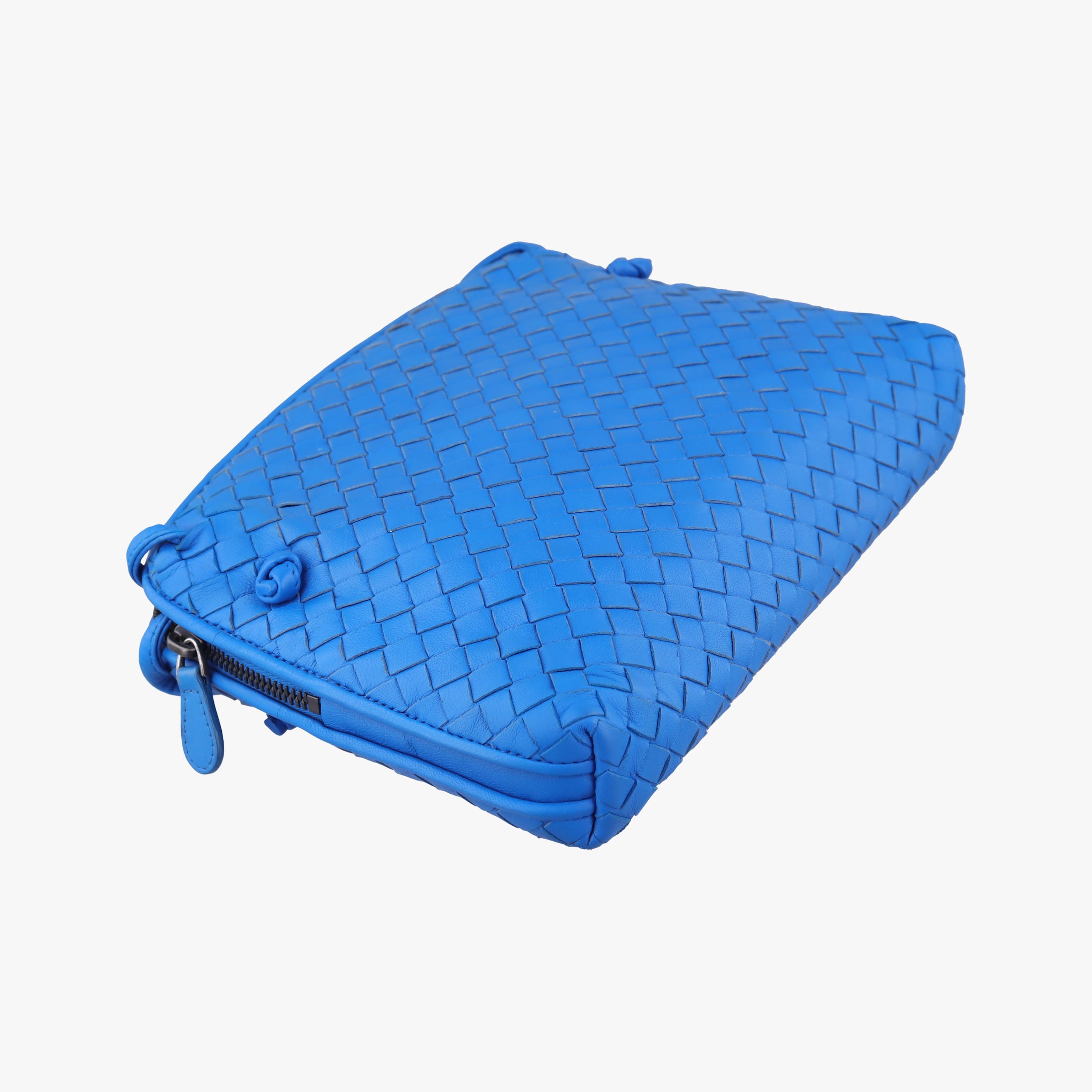 Pre-owned Bottega Veneta NODINI Intrecciato Blue lambskin  shoulderbag | stylenewstar