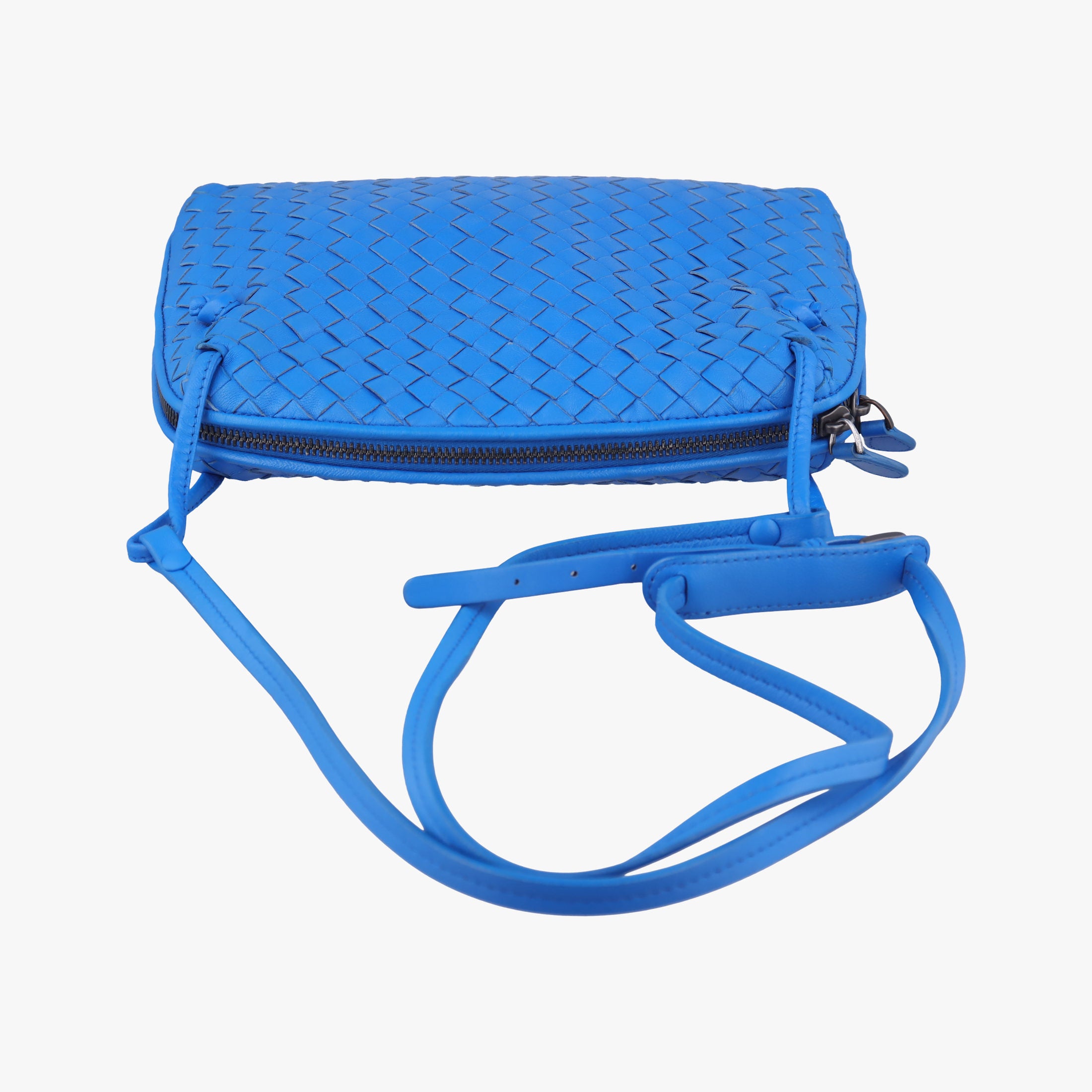 Pre-owned Bottega Veneta NODINI Intrecciato Blue lambskin  shoulderbag | stylenewstar