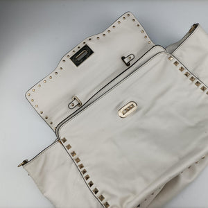 Pre-owned Valentino Rockstud White Leather  shoulderbag | stylenewstar