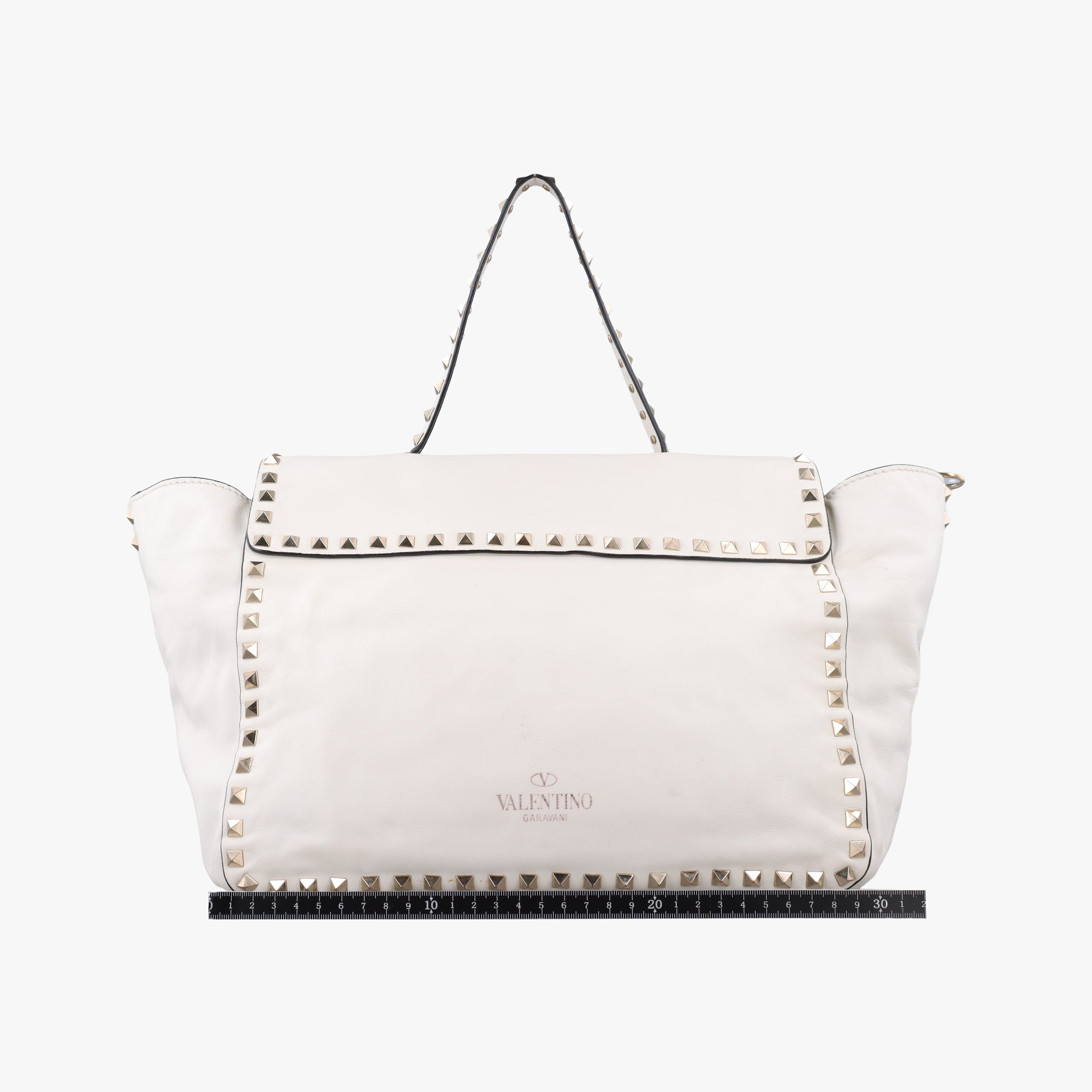 Pre-owned Valentino Rockstud White Leather  shoulderbag | stylenewstar