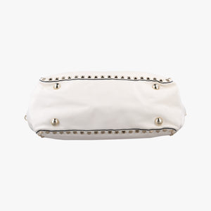 Pre-owned Valentino Rockstud White Leather  shoulderbag | stylenewstar