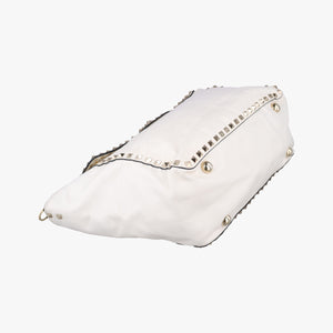 Pre-owned Valentino Rockstud White Leather  shoulderbag | stylenewstar