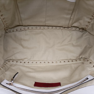 Pre-owned Valentino Rockstud White Leather  shoulderbag | stylenewstar