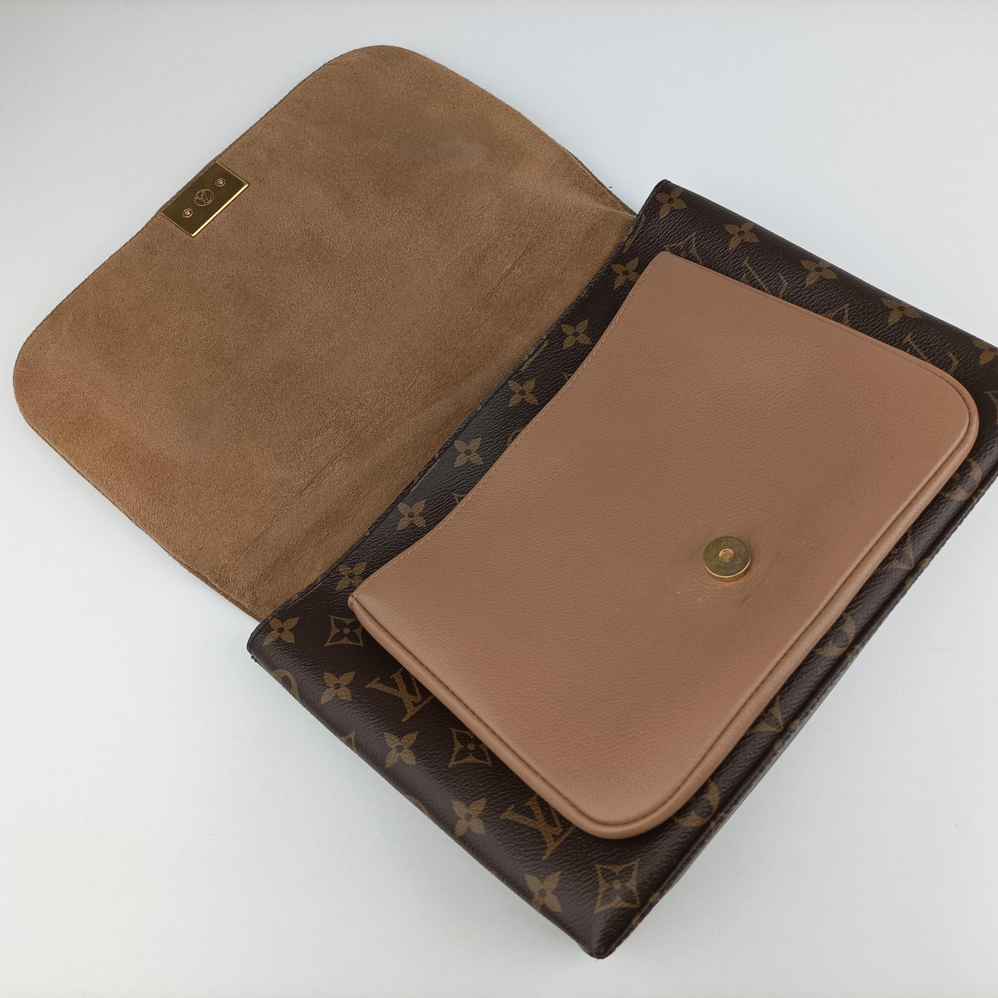 Pre-owned Louis Vuitton MARIGNAN brown×SESAME Monogram Canvas×calf leather M44257 shoulderbag | stylenewstar