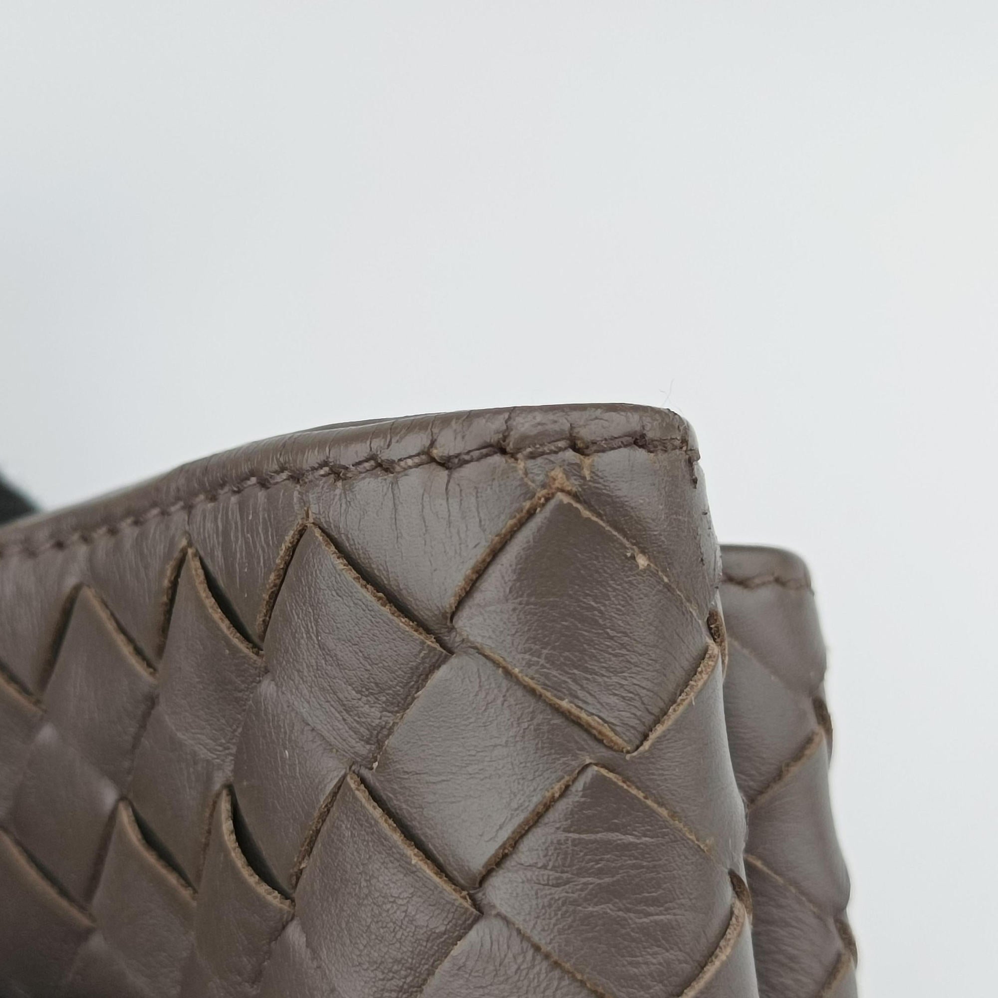 Pre-owned Bottega Veneta Intrecciato Shopper Acatl Brown lambskin  handbag | stylenewstar