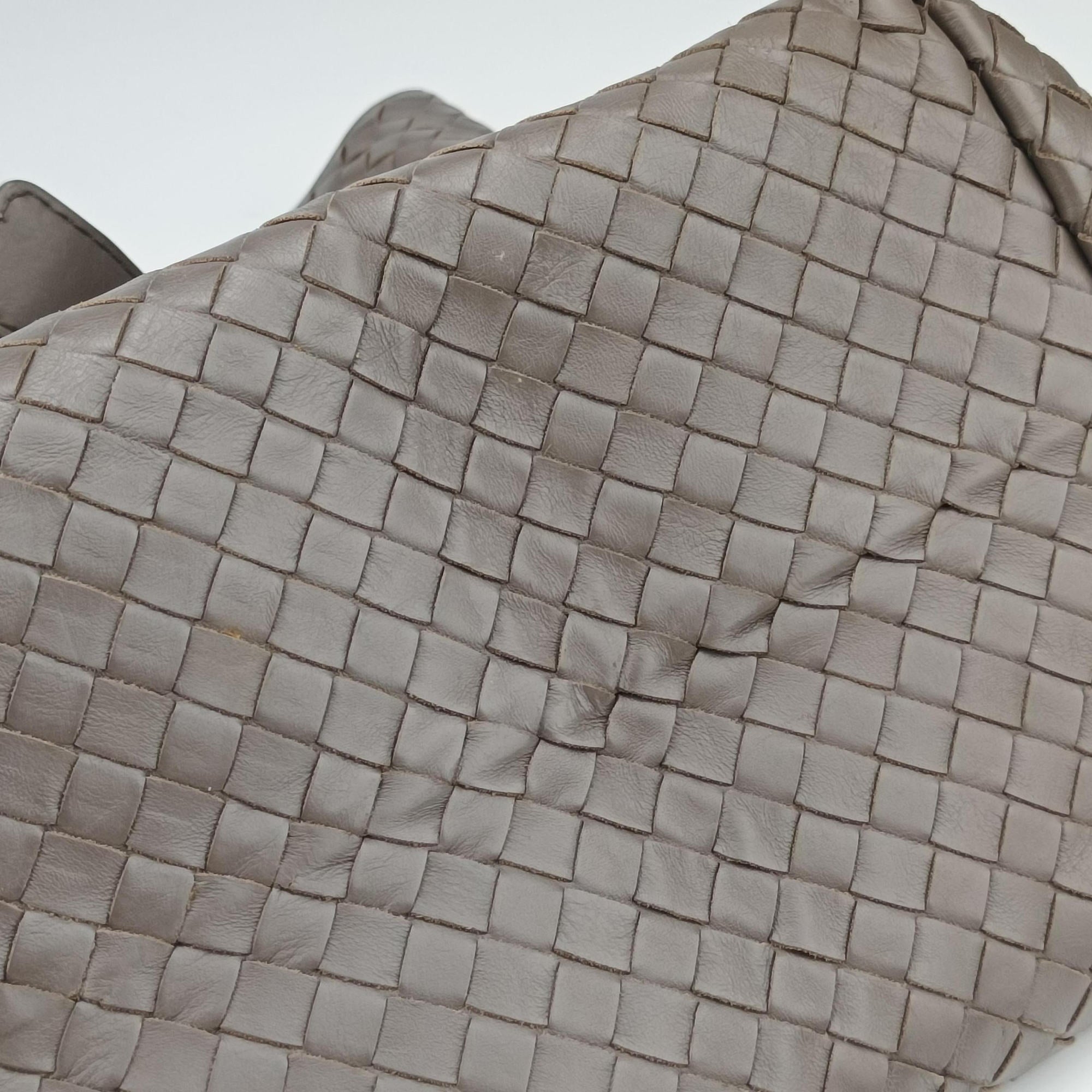 Pre-owned Bottega Veneta Intrecciato Shopper Acatl Brown lambskin  handbag | stylenewstar