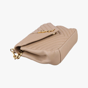 Pre-owned Yves Saint Laurent COLLEGE Beige Leather 600279 shoulderbag | stylenewstar