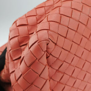 Pre-owned Bottega Veneta Intrecciato Coral red lambskin  handbag | stylenewstar