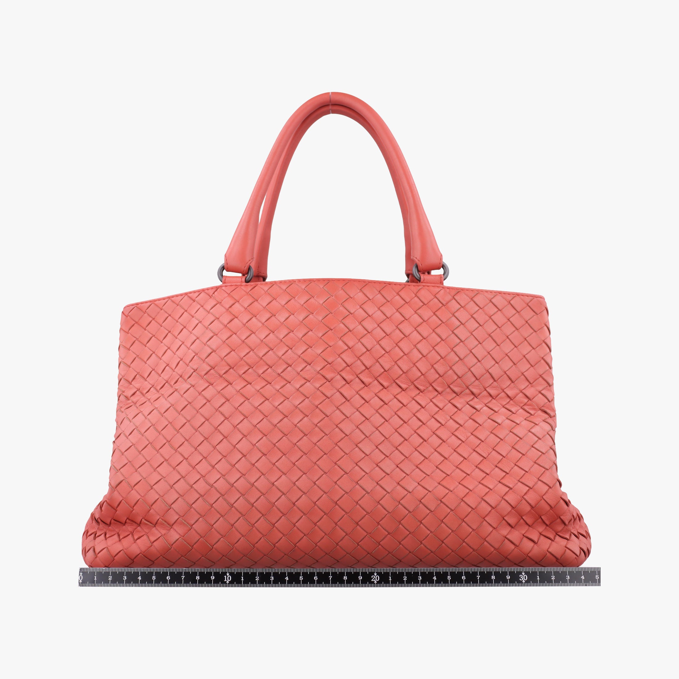 Pre-owned Bottega Veneta Intrecciato Coral red lambskin  handbag | stylenewstar