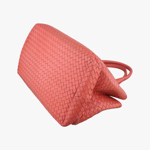 Pre-owned Bottega Veneta Intrecciato Coral red lambskin  handbag | stylenewstar