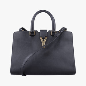 Pre-owned Yves Saint Laurent Y Ligne Petit Cabas Black Leather 370697 shoulderbag | stylenewstar