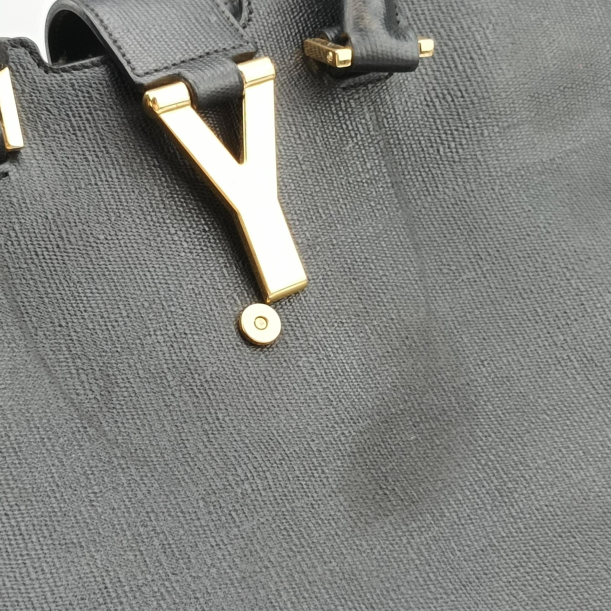 Pre-owned Yves Saint Laurent Y Ligne Petit Cabas Black Leather 370697 shoulderbag | stylenewstar