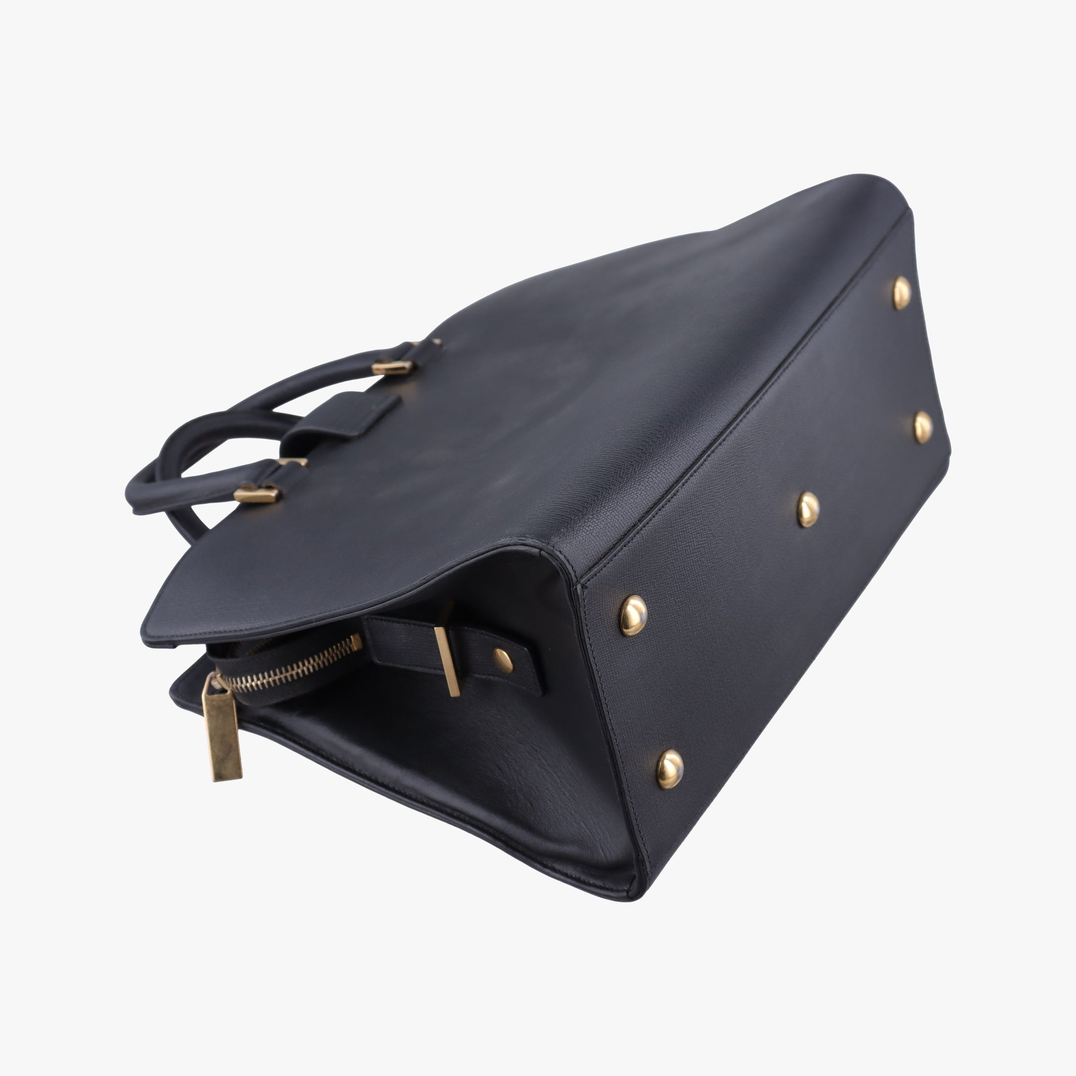 Pre-owned Yves Saint Laurent Y Ligne Petit Cabas Black Leather 370697 shoulderbag | stylenewstar