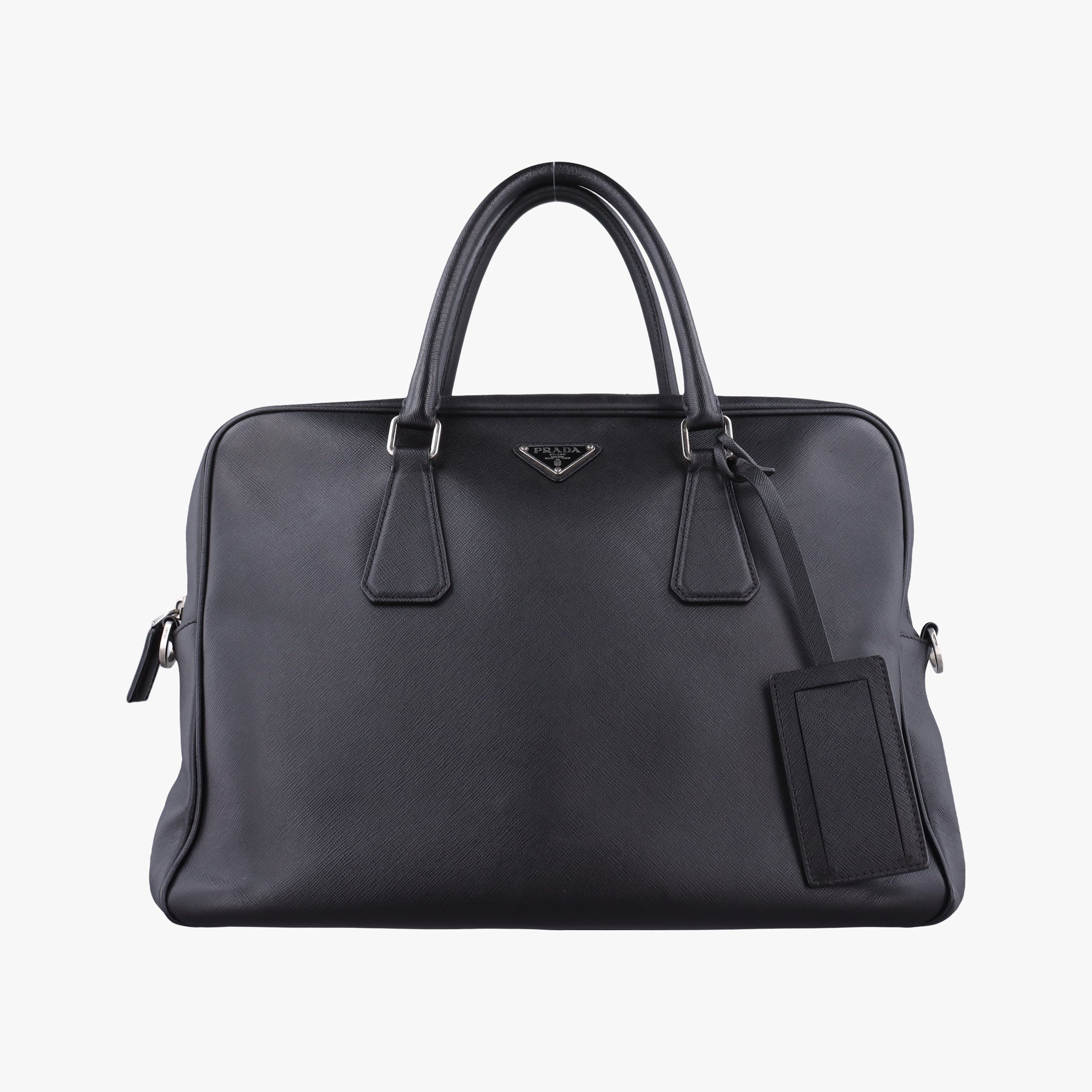 Pre-owned Prada Business Briefcase Black SAFFIANO Leather 2VE011 handbag | stylenewstar