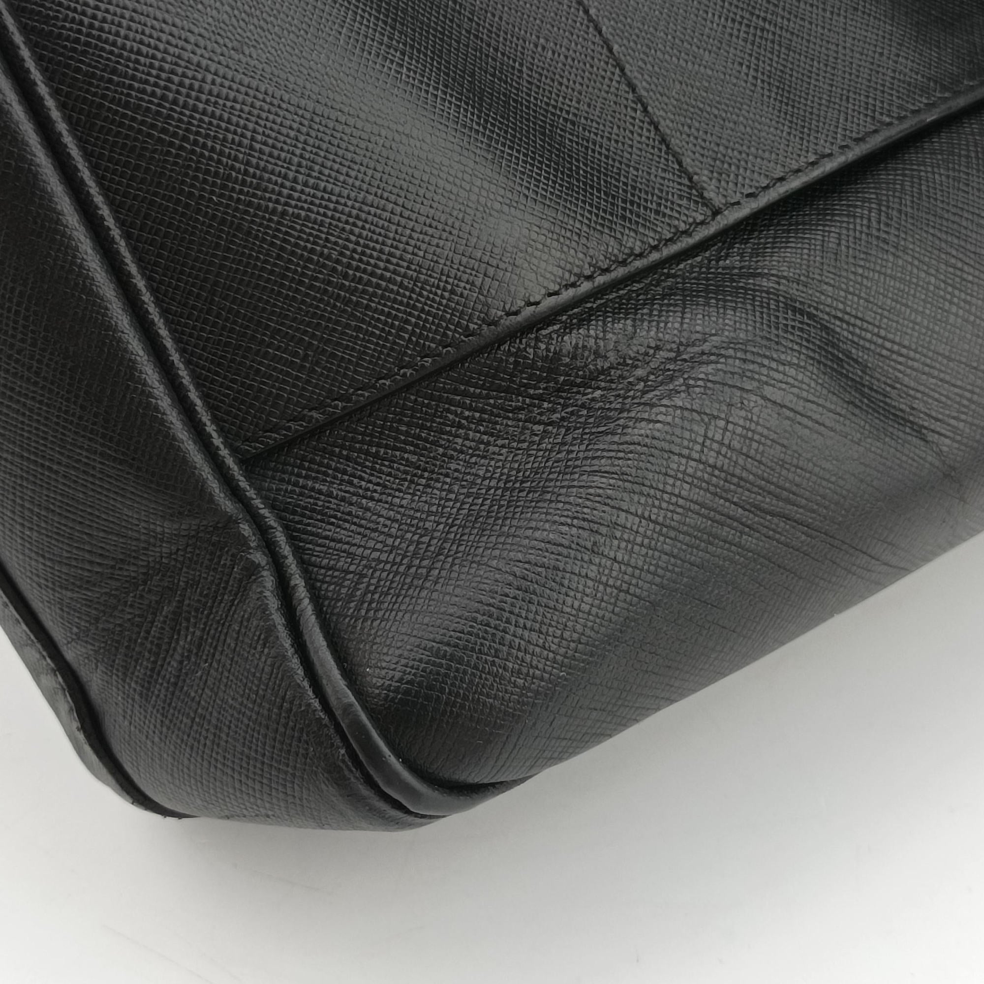 Pre-owned Prada Business Briefcase Black SAFFIANO Leather 2VE011 handbag | stylenewstar