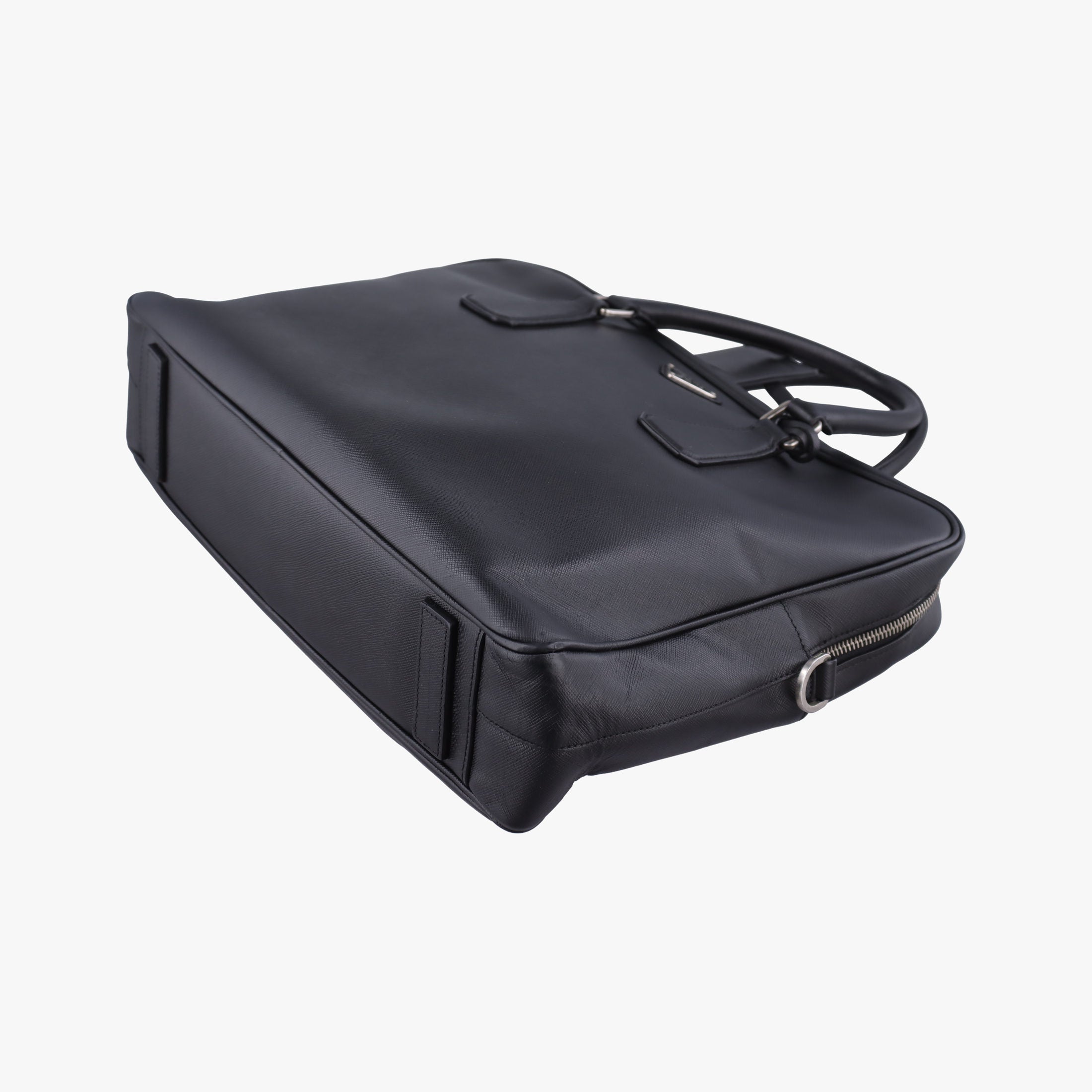 Pre-owned Prada Business Briefcase Black SAFFIANO Leather 2VE011 handbag | stylenewstar